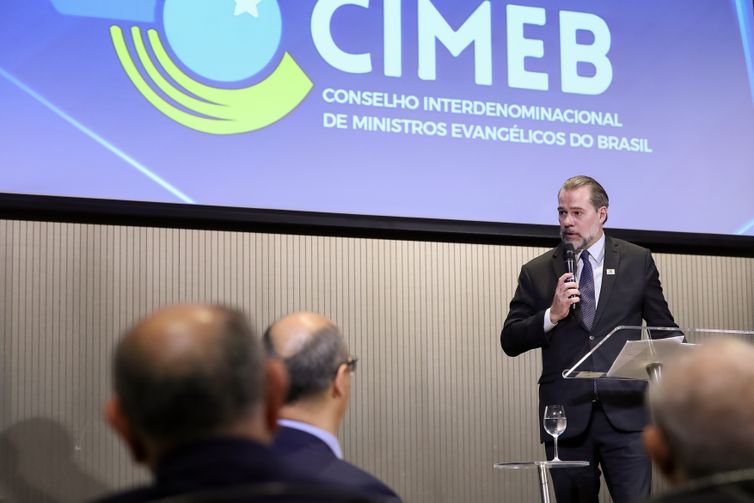 O presidente do Supremo Tribunal Federal (STF), Dias Toffoli, fala durante almoço de Encontro do Conselho Interdenominacional de Ministros Evangélicos do Brasil.