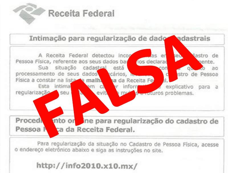 Resultado de imagem para Cartas que pedem atualização de dados bancários na Receita Federal são falsas