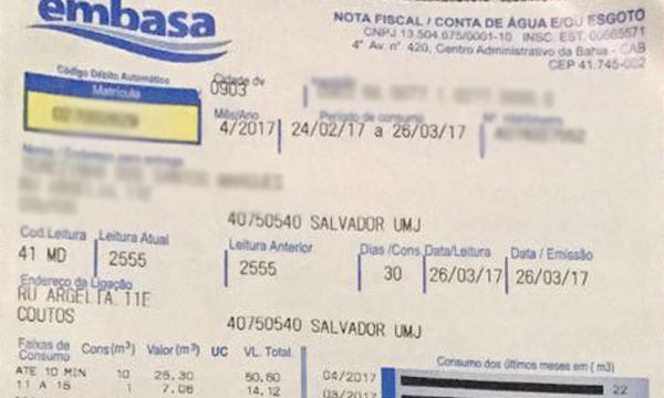 Resultado de imagem para fotos de conta da embasa