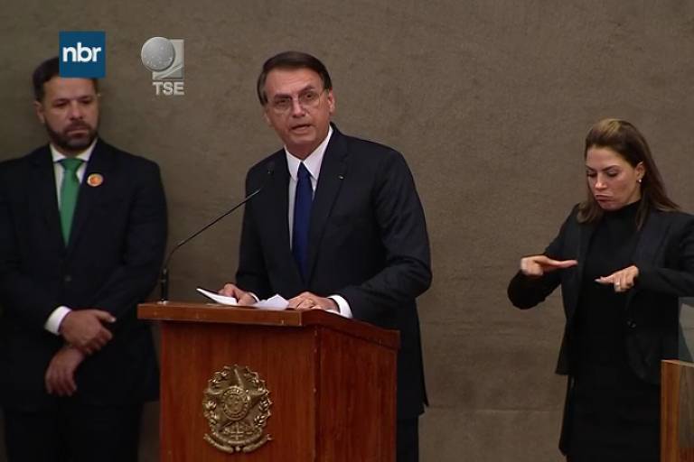 O presidente eleito, Jair Bolsonaro (PSL), durante cerimônia de diplomação no TSE (Tribunal Superior Eleitoral), em BrasÃlia