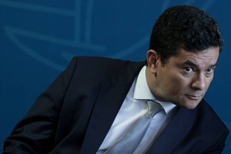 O ministro Sergio Moro durante cerimônia na qual assumiu oficialmente a pasta da Justiça e Segurança Pública