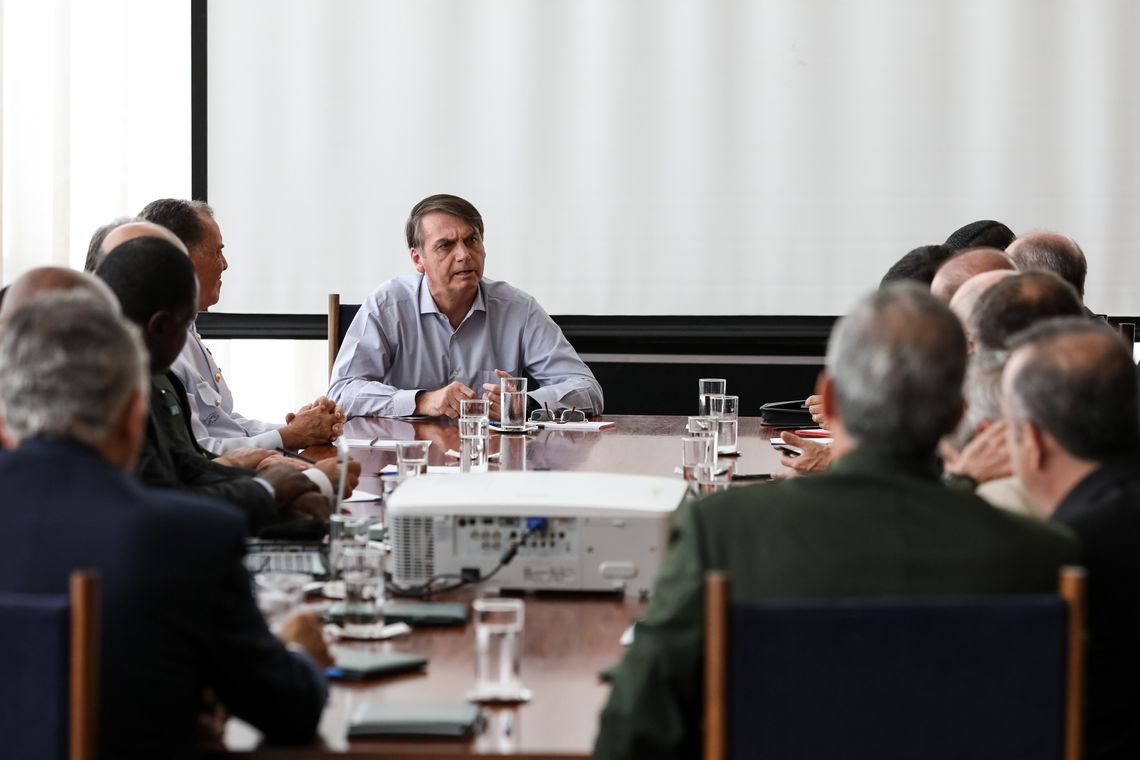 Presidente da República, Jair Bolsonaro, durante reunião sobre o Sistema de Proteção Social dos Militares