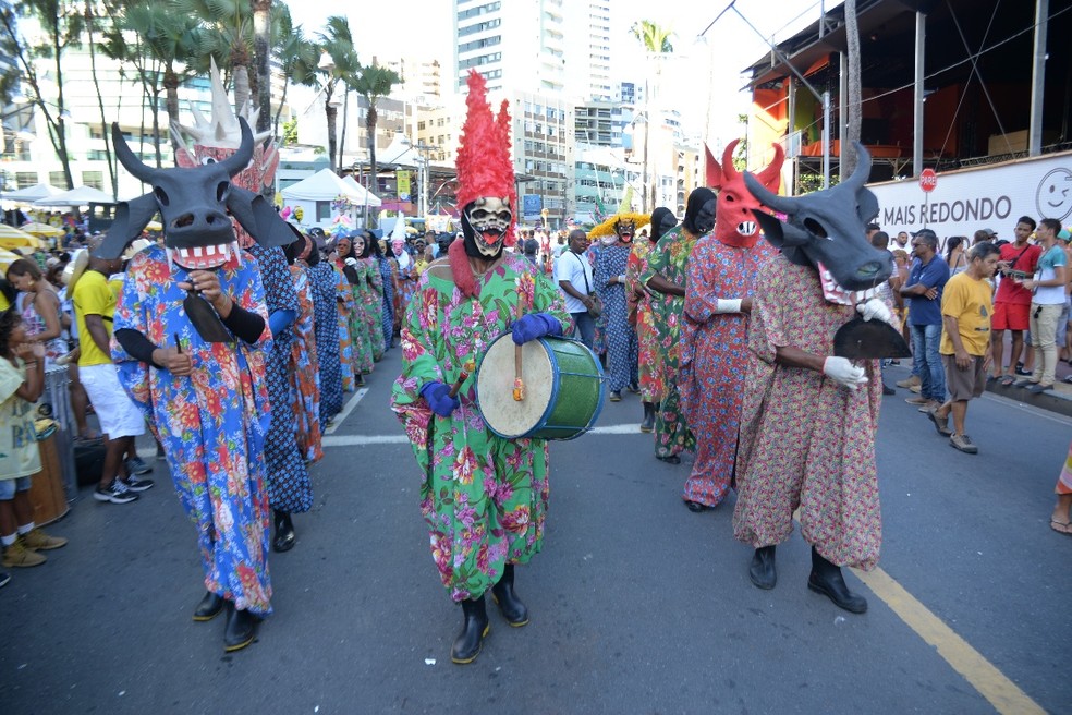 Durante o Fuzuê, foliões apostam em fantasias para curtir a festa — Foto: Joilson César/Ag Haack