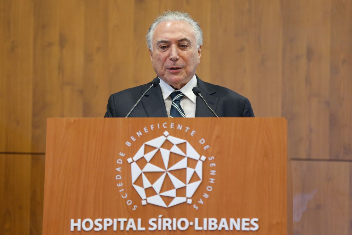 Presidente da República, Michel Temer, durante cerimônia no Centro de Cardiologia do Hospital SÃrio Libanês