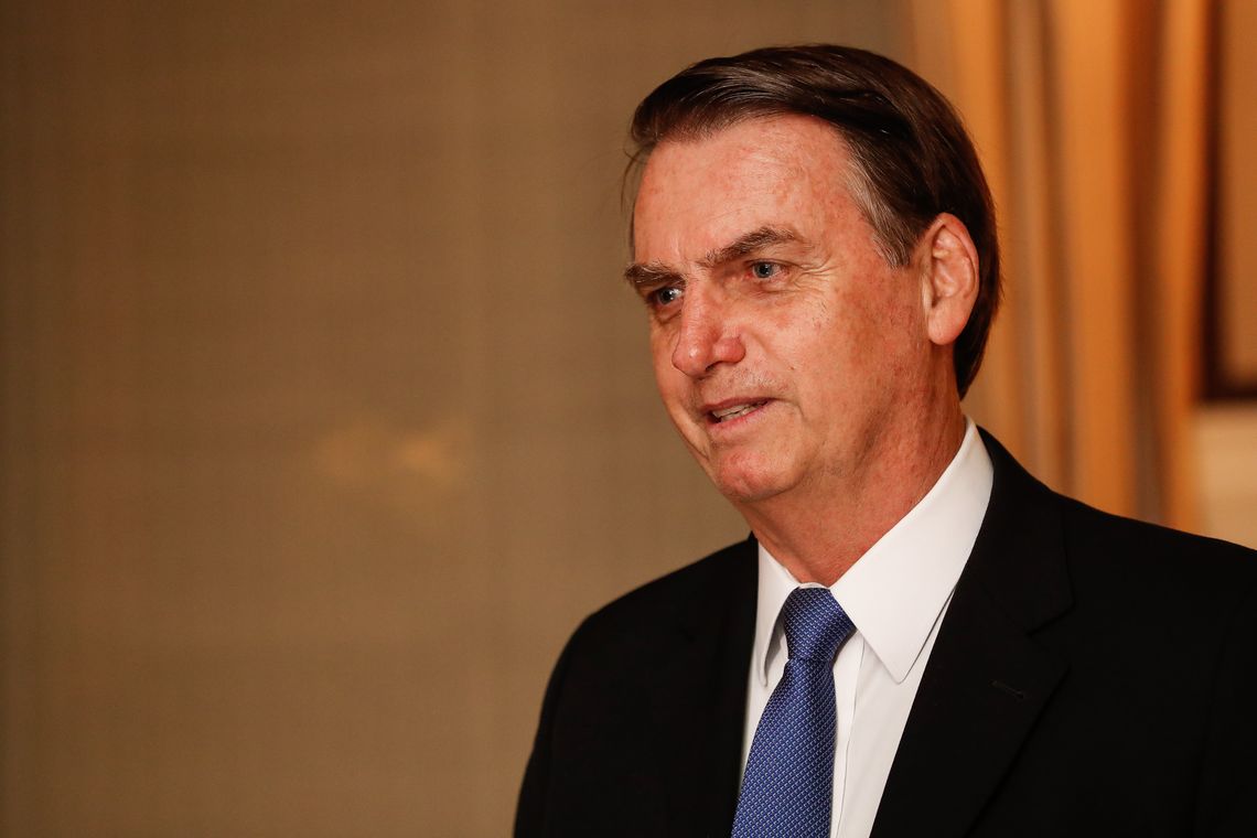 Presidente da República Jair Bolsonaro durante jantar com formadores de opinião, em Washington (EUA)