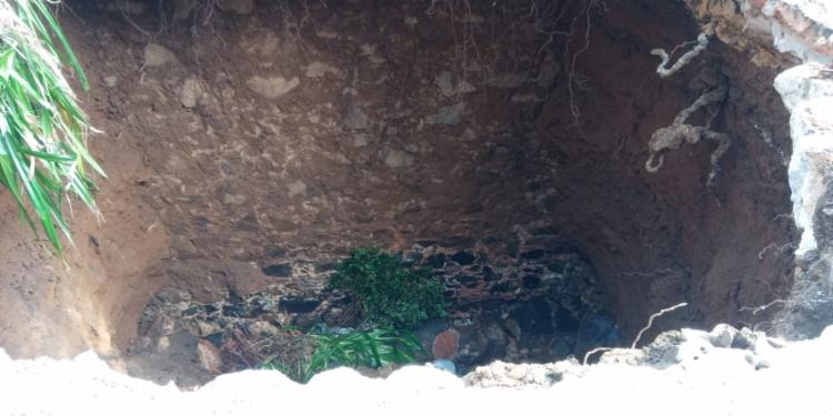 Buraco estÃ¡ em uma parte do Forte SÃ£o Paulo - Foto: Luciene de Jesus | AssociaÃ§Ã£o de Moradores da Gamboa