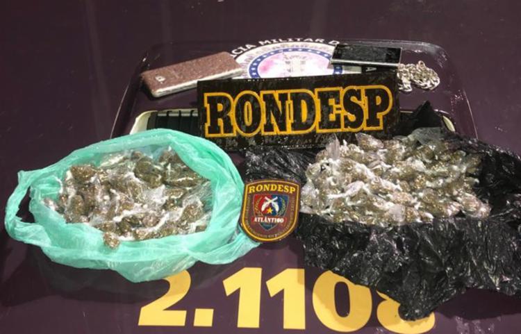 O material apreendido foi encaminhado para a Central de Flagrantes - Foto: DivulgaÃ§Ã£o | PolÃ­cia Civil