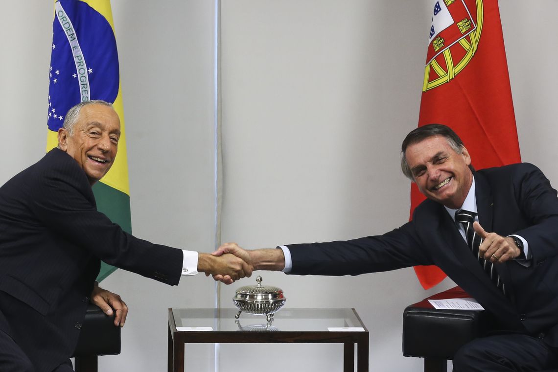 O presidente da República, Jair Bolsonaro, recebe o presidente de Portugal, Marcelo Rebelo de Souza, no Palácio do Planalto, em BrasÃlia.