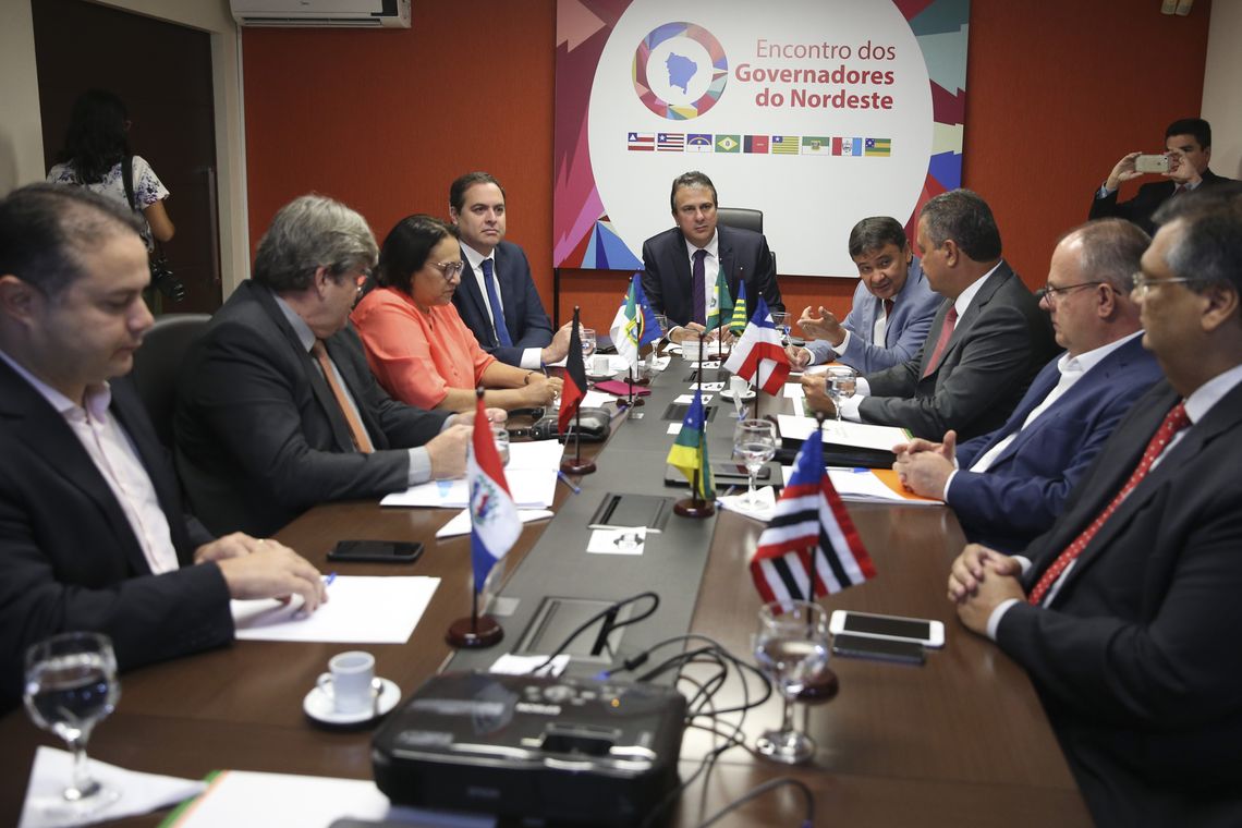 Os integrantes do Fórum dos Governadores do Nordeste se reúnem, na sede do escritório da representação do governo do Ceará, em BrasÃlia