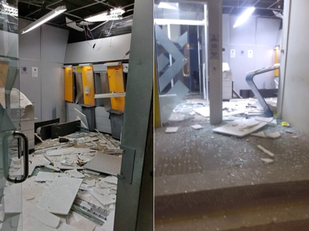 Parte interna da agência bancária ficou destruÃda â?? Foto: Fábio Santos/ Site Voz da Bahia