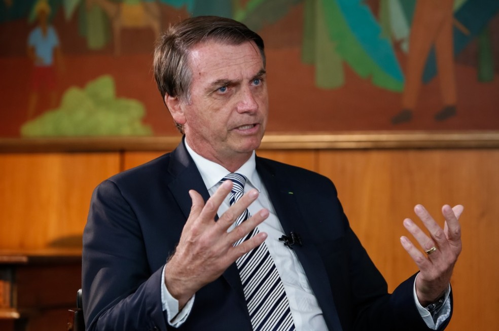 O presidente Jair Bolsonaro, durante entrevista ao SBT, no Palácio do Planalto â?? Foto: Alan Santos/PR