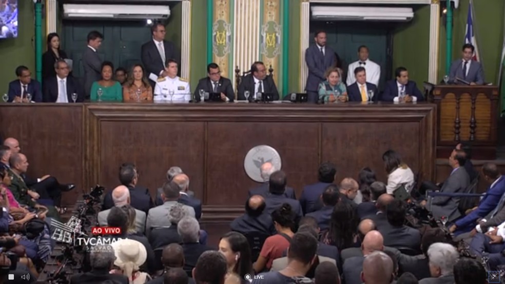 Câmara de Salvador reabre trabalhos após recesso e suplentes de ex-vereadores eleitos deputados tomam posse â?? Foto: Reprodução/TV Câmara