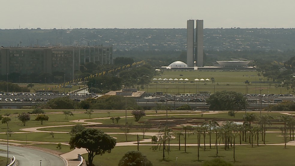 Esplanada dos Ministérios, em BrasÃlia, em imagem do dia 2 de janeiro de 2019 â?? Foto: TV Globo/Reprodução