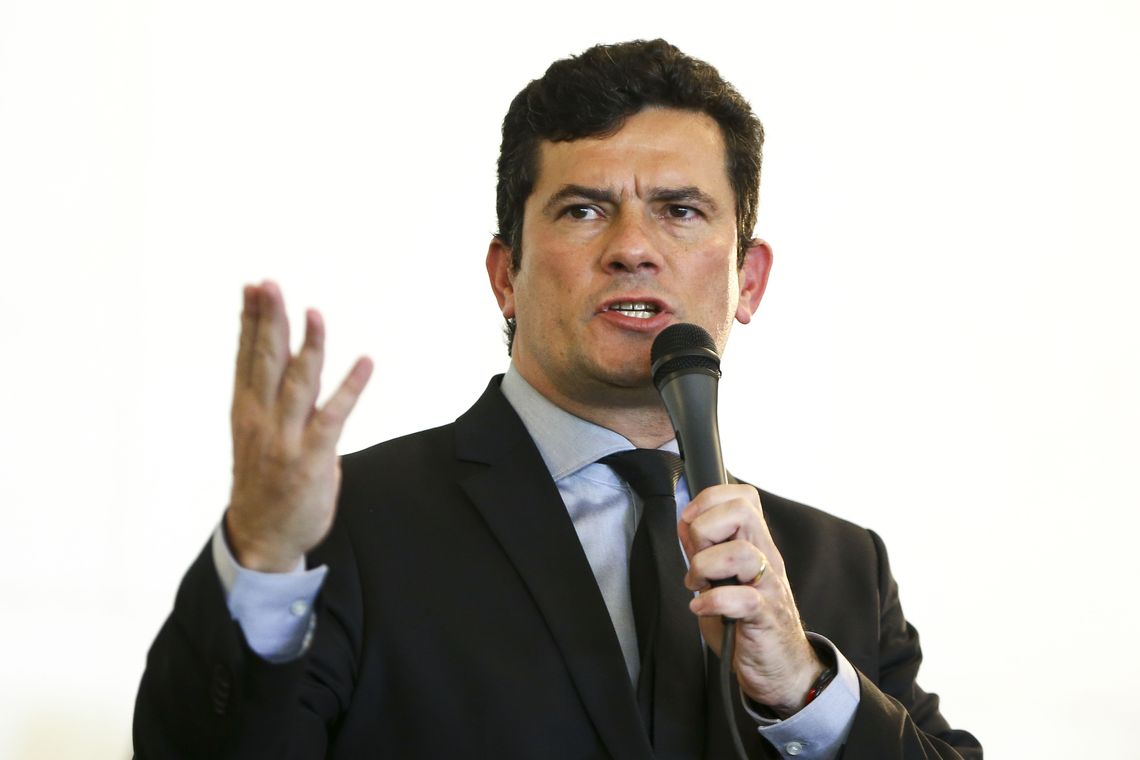 O ministro da Justiça e Segurança Pública, Sergio Moro, durante o lançamento da Frente Parlamentar da Segurança Pública na Câmara dos Deputados