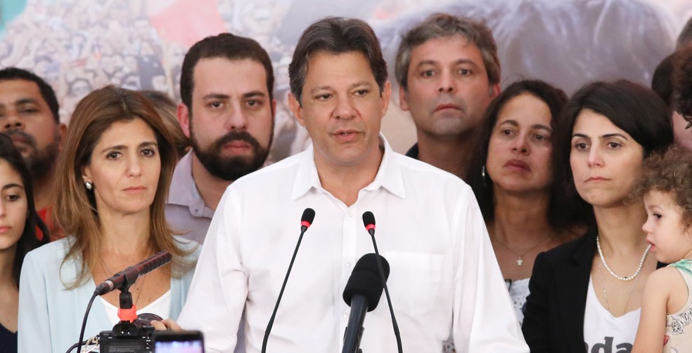 Fernando Haddad em pronunciamento após o anúncio do resultado do segundo turno da eleição â?? Foto: Celso Tavares/G1