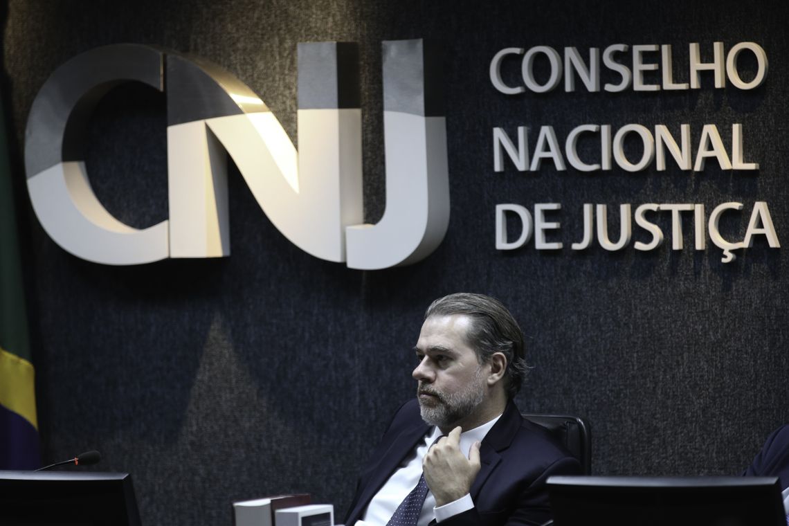 O presidente do Conselho Nacional de Justiça (CNJ) e do STF, Dias Toffoli, durante última sessão plenária do CNJ deste ano.