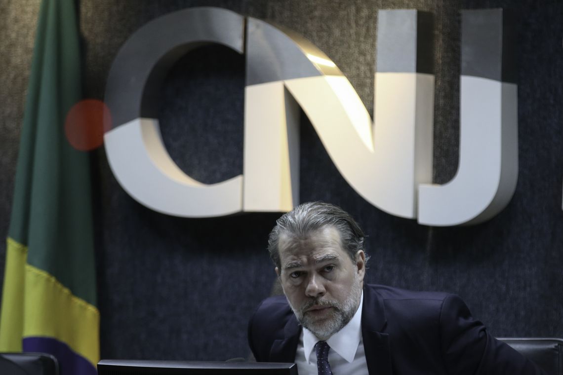 O presidente do Conselho Nacional de Justiça (CNJ) e do STF, Dias Toffoli, durante última sessão plenária do CNJ deste ano.