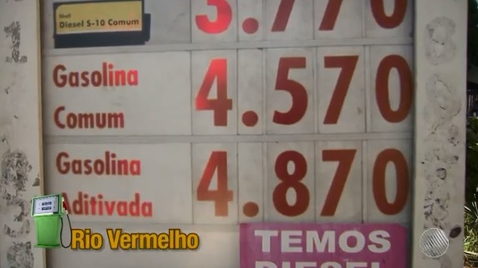 Preço do litro da gasolina chega a R$ 4,57 em postos de Salvador (Foto: Reprodução/ TV Bahia)