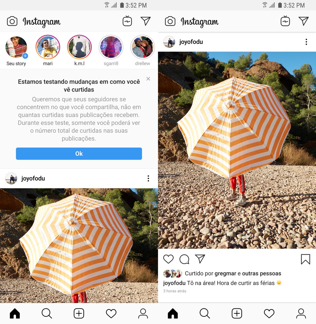 Instagram removerÃ¡ contagem de curtidas no feed. â?? Foto: DivulgaÃ§Ã£o/Instagram