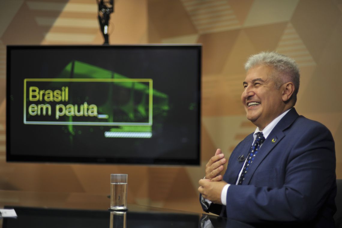 O ministro de Ciência, Tecnologia, Inovações e Comunicações, Marcos Pontes, dá entrevista ao programa Brasil em Pauta, da TV Brasil, em BrasÃlia.