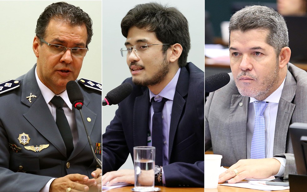 Os deputados eleitos Capitão Augusto (PR-SP), Kim Kataguiri (DEM-SP) e Delegado Waldir (PSL-GO) â?? Foto: Cleia Viana; Michel Jesus; Antonio Augusto/Câmara dos Deputados