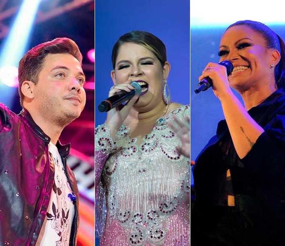 Wesley SafadÃ£o, MarÃ­lia MendonÃ§a e Solange Almeida participam de festas de SÃ£o Pedro na Bahia (Foto: Arte G1 BA)