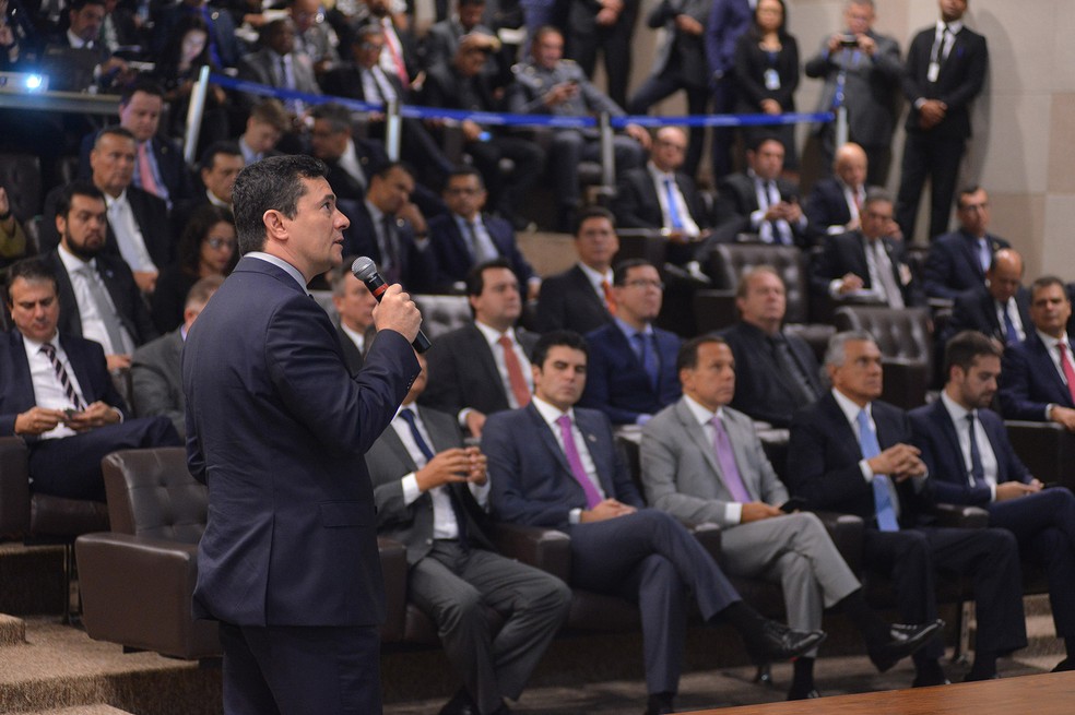 Moro apresentou os pontos do projeto de lei anticrime em reunião com governadores em BrasÃlia â?? Foto: Isaac Amorim/Ministério da Justiça