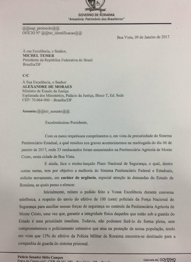 Ofício (Foto: Emily Costa/ G1 RR)