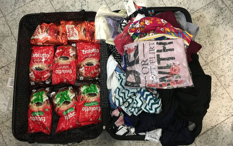 Droga foi encontrada em sacos de café de passageiro que iria para a Ãfrica â?? Foto: PolÃcia Federal/Divulgação