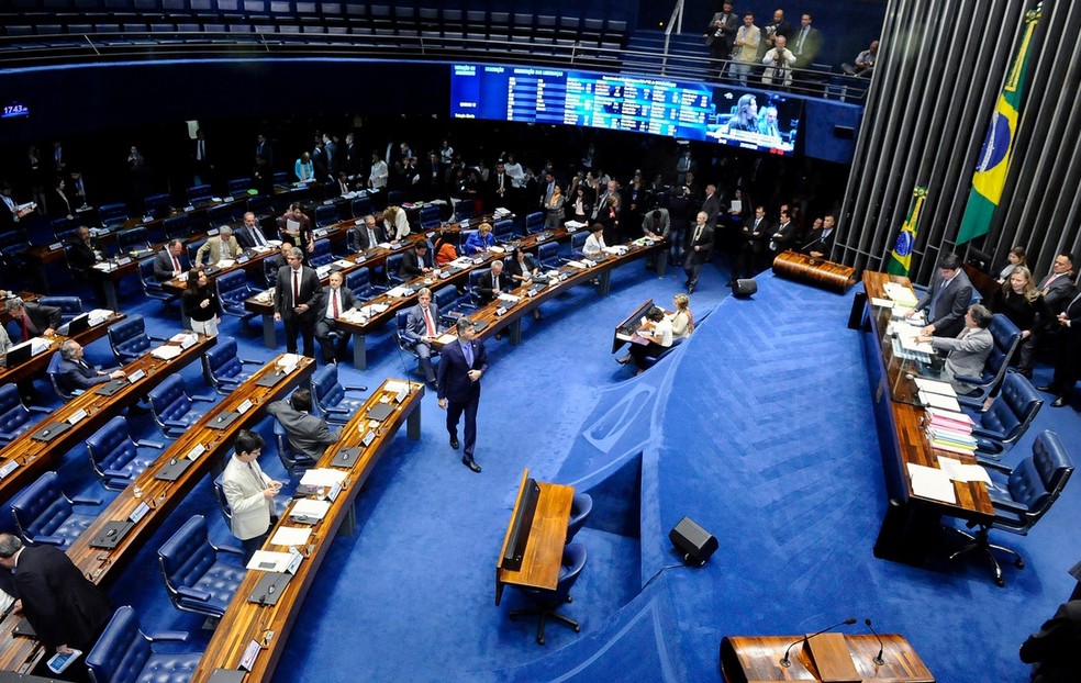 Senadores reunidos em plenário durante a sessão desta terça-feira (29) (Foto: Waldemir Barreto/Agência Senado)
