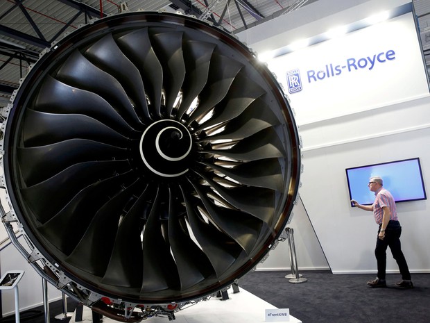 A turbina de avião Trent XWB, da Rolls-Royce, é vista durante o ILA Berlin Air Show em Schoenefeld, na Alemanha (Foto: Fabrizio Bensch/Reuters/Arquivo)