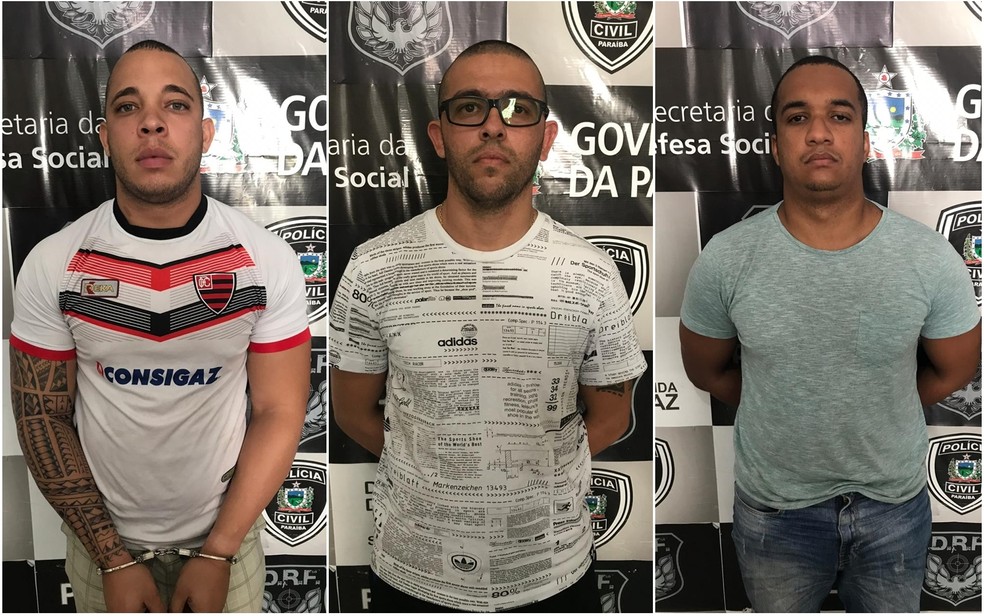 Dois policiais da Bahia e um homem foram presos suspeitos de roubos e sequestros na ParaÃba â?? Foto: Victor Melo/PolÃcia Civil