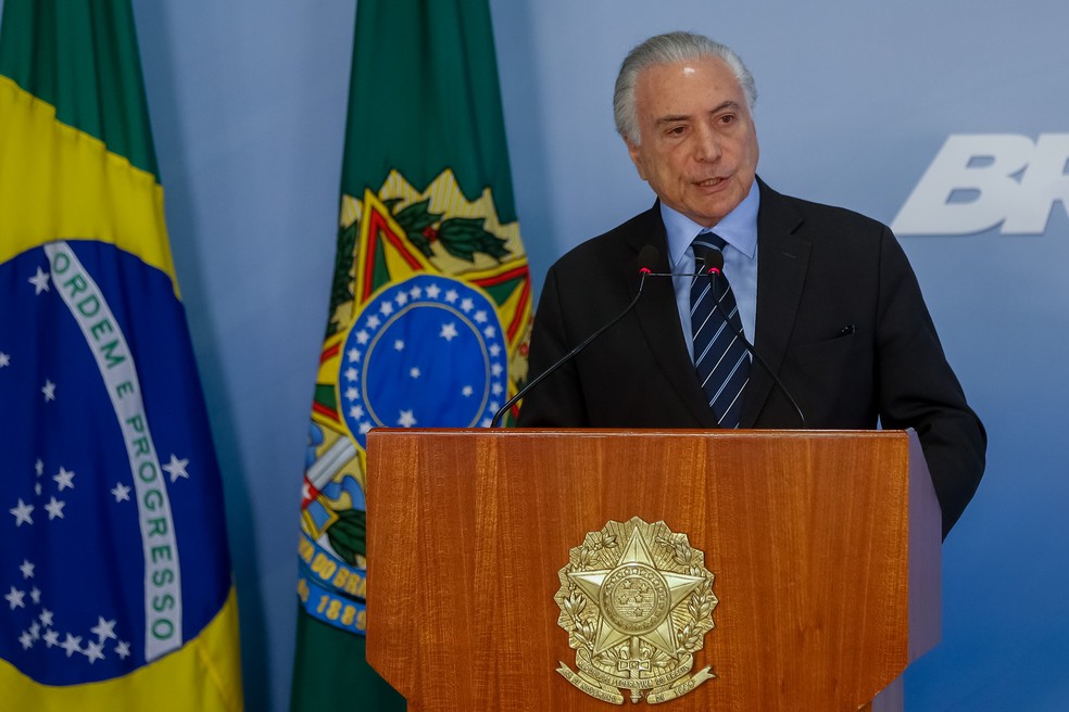 O presidente Michel Temer durante o pronunciamento, nesta sexta (24), em que anunciou uso das Forças Armadas contra bloqueio de rodovias (Foto: Cesar Itiberê/PR)