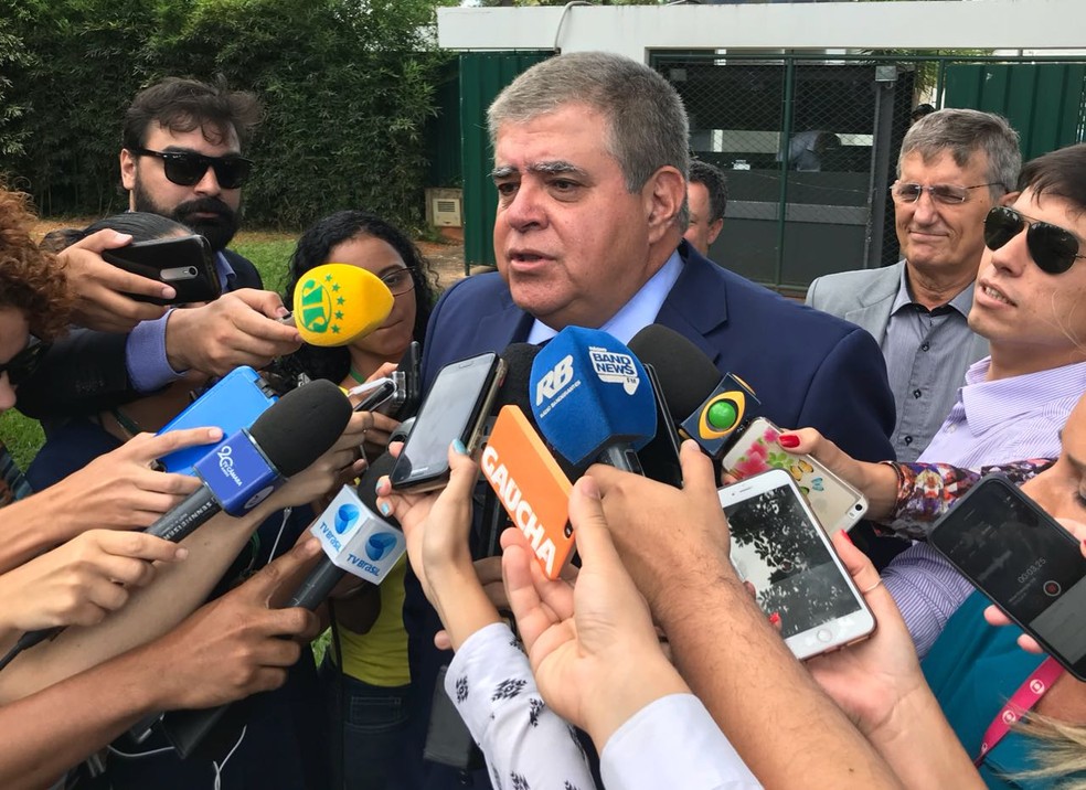 O ministro Carlos Marun, da Secretaria de Governo, após reunião com o presidente da Câmara dos Deputados, Rodrigo Maia (Foto: Bernardo Caram/G1)