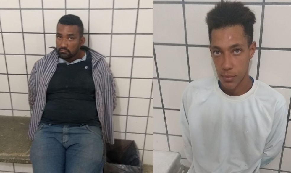 Marcos Martins Santos e Darlan Fernandes da Silva foram capturados apÃ³s tentarem arrombar um caixa eletrÃ´nico em Teixeira de Freitas (Foto:  87Âª CIPM / DivulgaÃ§Ã£o )