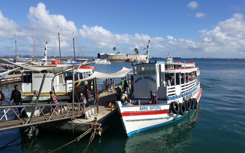 Travessia Salvador - Mar Grande Ã© prejudicada nesta sexta por causa da marÃ© baixa (Foto: Maiana Belo/G1 Bahia)