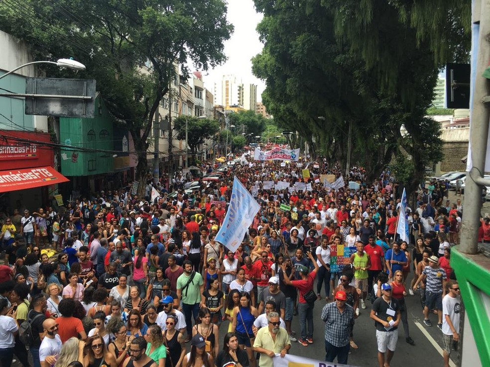 ManifestaÃ§Ã£o Ã© realizada no Centro de Salvador â?? Foto: Maiana Belo/G1 Bahia
