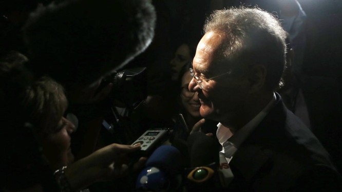 O senador Renan Calheiros chega para reunião da bancada do MDB do Senado Foto: Jorge William/Agência O Globo/29-01-2019