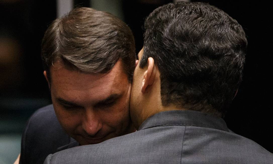 O senador Flávio Bolsonaro no Congresso 01/02/2019 Foto: Daniel Marenco / Agência O Globo