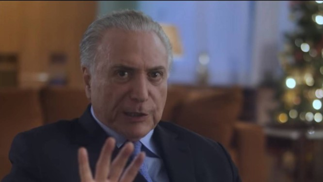 O presidente Michel Temer em pronunciamento de Natal Foto: Reprodução
