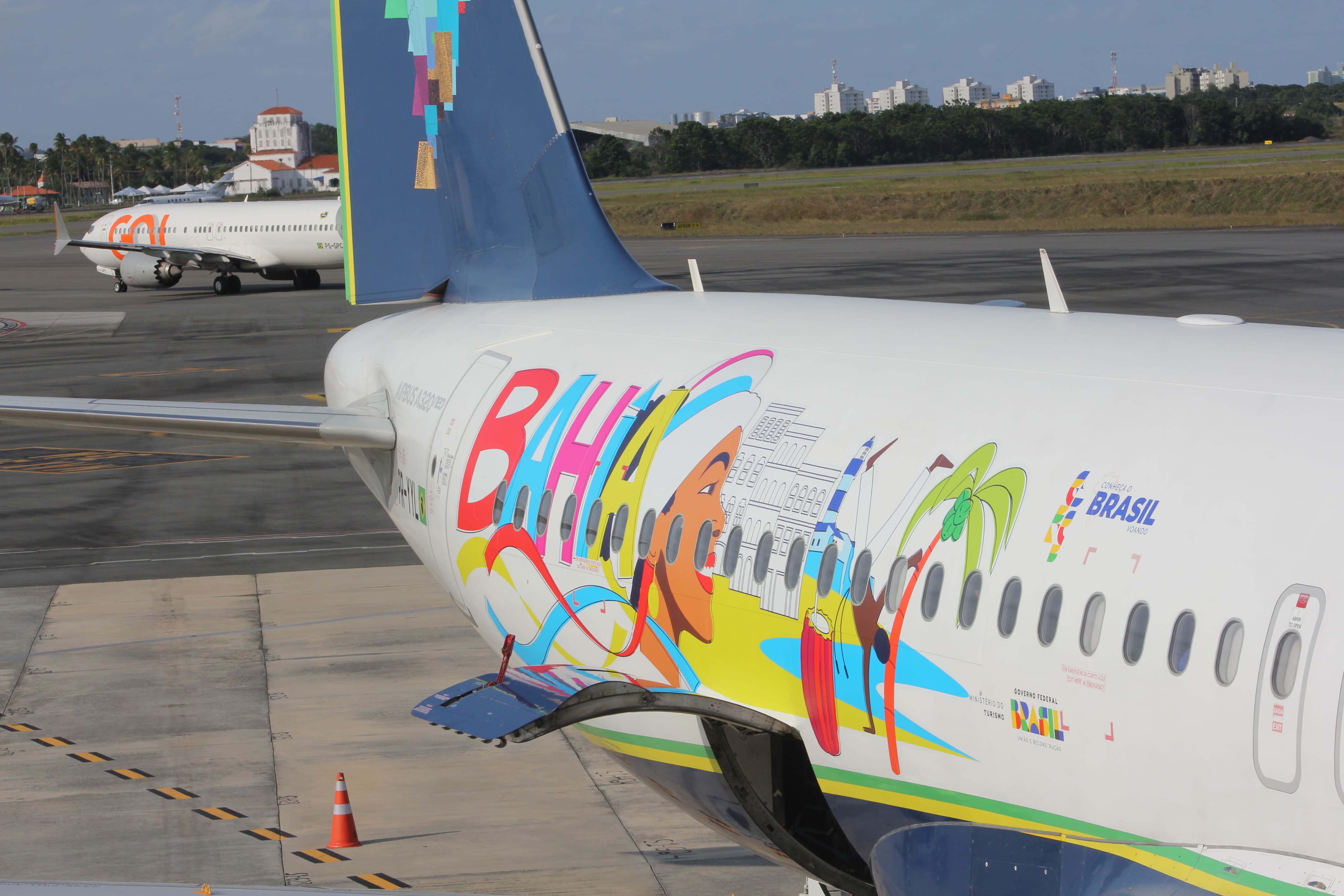 Avião em homenagem à Bahia foi apresentada durante anúncio dos voos regionais. Foto: Vagner Souza/PS Notícias