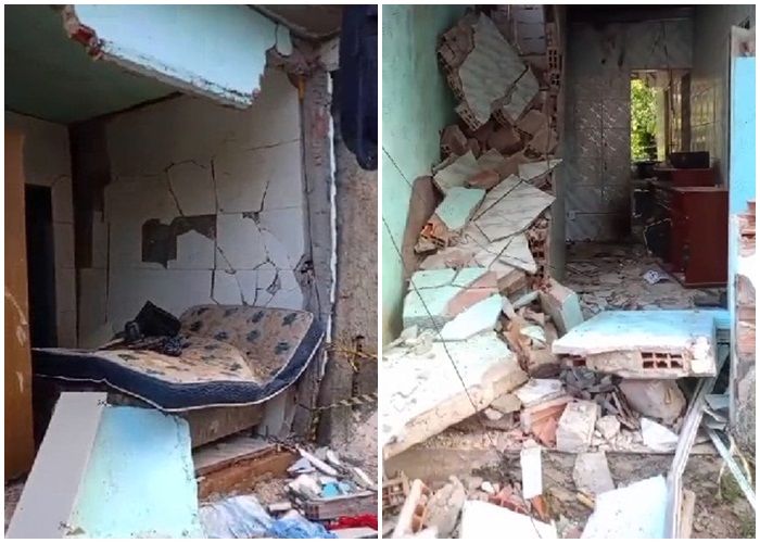 Casa localizada em Boca da Mata de Valéria ficou danificada