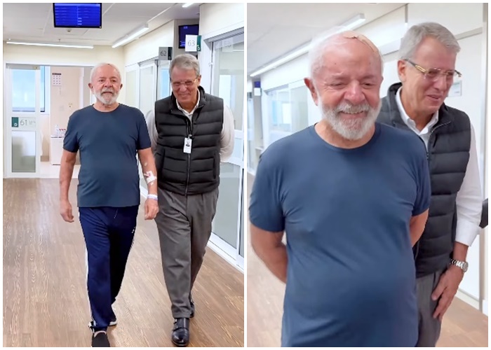 O chefe do Palácio do Planalto caminha pelo corredor do Hospital Sírio-Libanês, em São Paulo