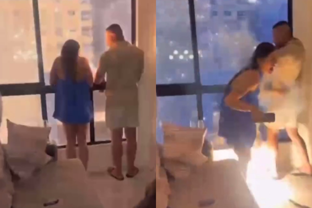 Turista é atingida por fogos de artifício dentro de apartamento na virada do ano; ASSISTA