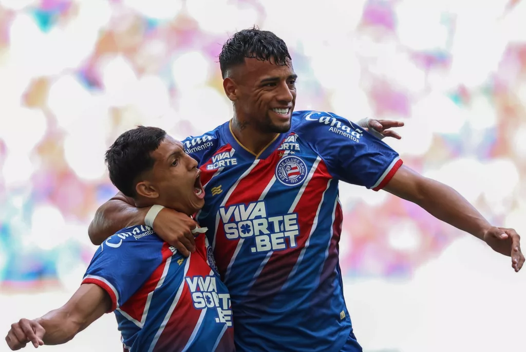 Lucho fez três gols na partida.  
Foto: Letícia Martins/EC Bahia/Divulgação