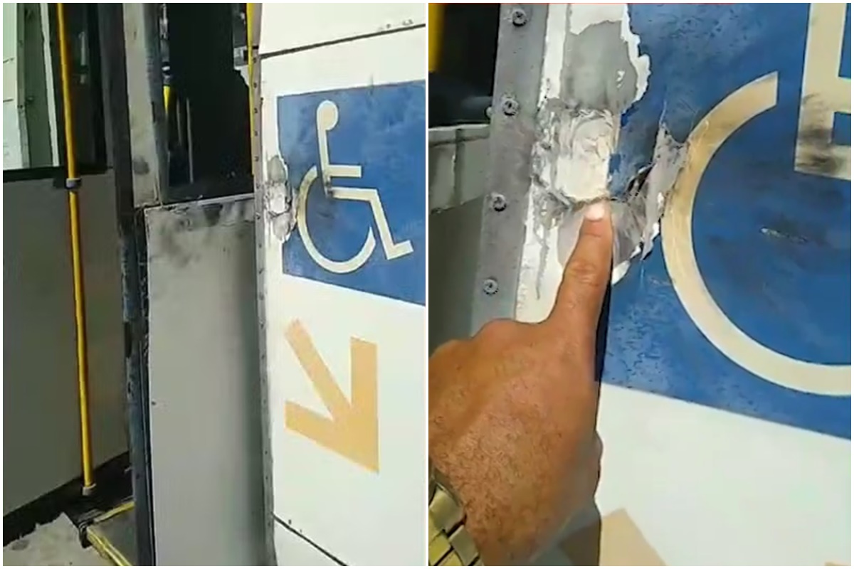 Ônibus do transporte público é atingido por bomba antes do clássico Ba-Vi