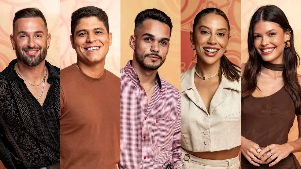 Top 5 do BBB 25: Diego Hypolito, Guilherme, João Pedro, Renata e Vitória Strada | Foto: Globo/Manoella Mello