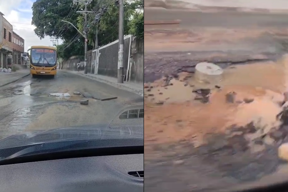 Vazamento causa transtornos a motoristas em avenida movimentada de Salvador