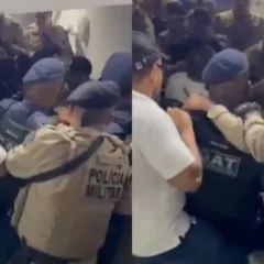 Manifestantes e vereadores trocaram insultos em sessão que teve mordida, spray de pimenta e nuita confusão Foto: Reprodução/Redes sociais