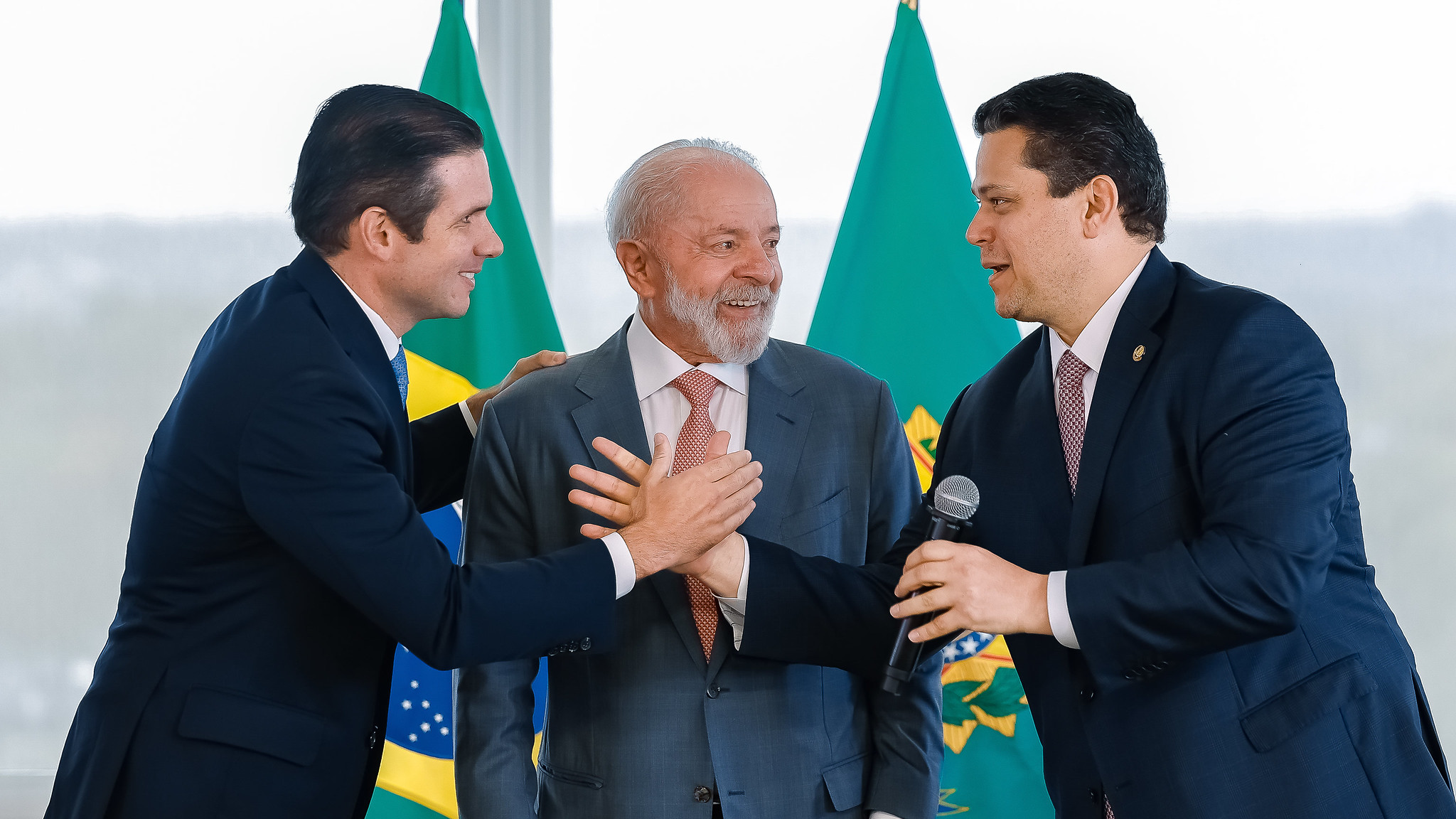 Lula e os presidentes da Câmara, Hugo Motta, e do Senado, Davi Alcolumbre. Foto: Ricardo Stuckert/PR